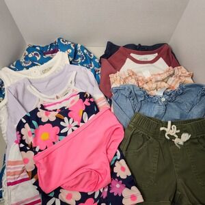 Carter's Girls 24m Swimsuit Rash Guard Set Pink Floral‎ Long Sleeve Bikini